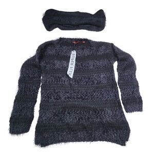 NWT Red Super Flex Fuzzy Knit Sweater‎ with Matching Headband - Women'sSmall